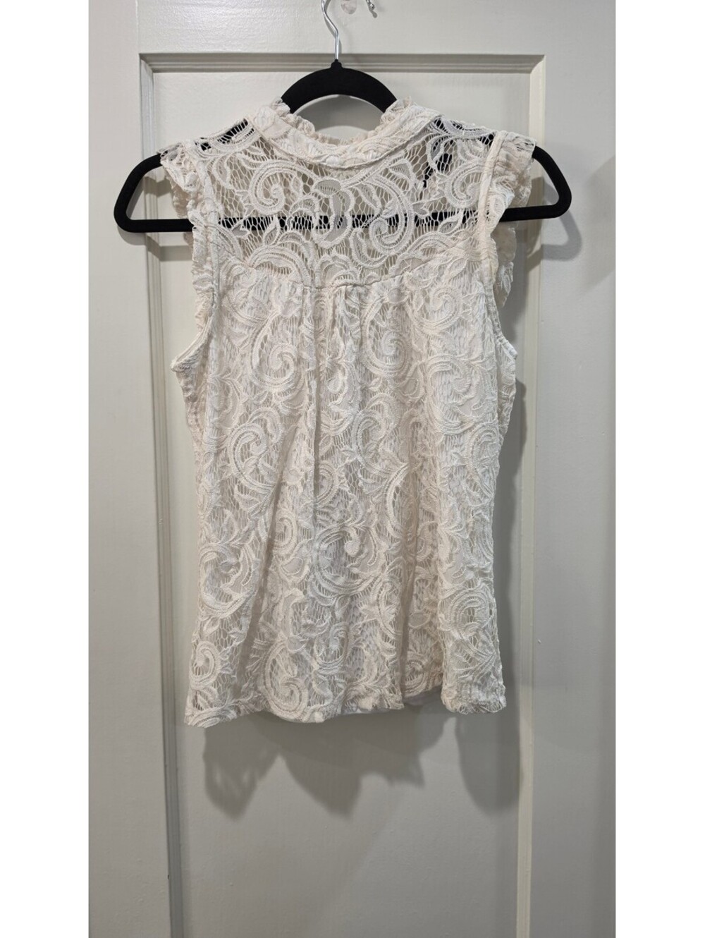 HeartSoul Women's Lace Sleeveless Top Size Large Ivory
